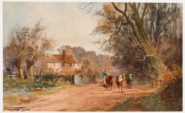 Henry Charles Fox - 1906 Watercolour, The Cattle Herder