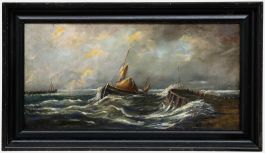 Follower of Carmichael - Framed Late 19th Century Oil, Returning to the Harbour