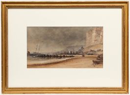 Framed Late 19th Century Watercolour - Caught in a Coastal Gale