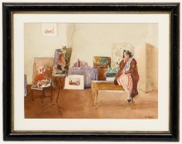 William Norman Gaunt (1918-2001) - Framed Watercolour, The Artist's Studio