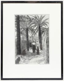 Framed Early 20th Century Etching - By the Palm Trees