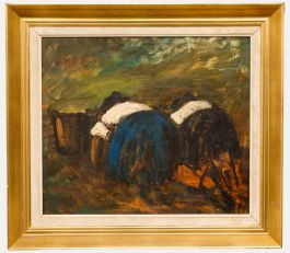 Paul De Leenheer - Framed 1972 Oil, The Potato Turners