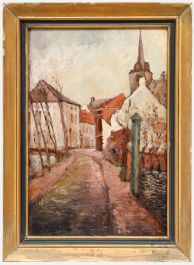 Continental School Early 20th Century Oil - A Winter Street Scene