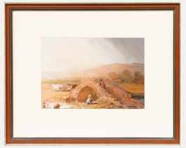 Manner of David Cox (1783-1839) - 19th Century Watercolour, Meeting on a Bridge