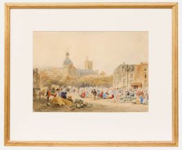 Frederick Nash (1782-1856) - 1856 Watercolour, The Market Place, Dieppe
