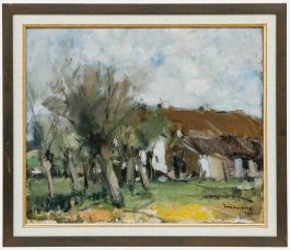 Albert Mascaux (1900-1963) - Framed 1946 Oil, Paysage de Ferme