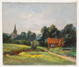 Luc De Decker (1907-1982) - Mid 20th Century Oil, Church In The Countryside