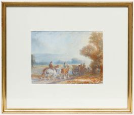 Framed 19th Century Watercolour - Returning from the Fields