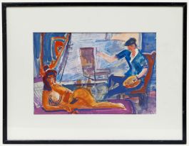 Viktor Vassine (1919-1997) - Framed Gouache, In the Painter's Studio