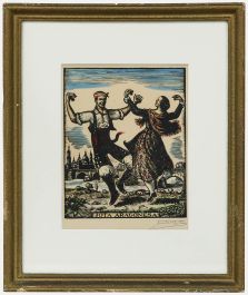 Marti Castelles Marti (1915-1995) - 20th Century Wood Engraving, Jota Aragonesa