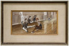 Framed 1971 Oil - Ballerinas Before Rehearsal
