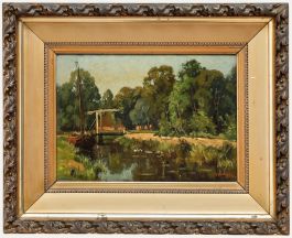 Christiaan Hendrik Hammes (1872-1965) - Framed Oil, The Dutch Drawbridge