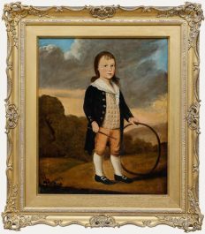 English School 18th Century Oil - Boy with A Hoop