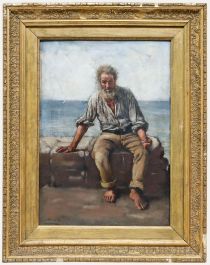 A. Parilla  - Early 20th Century Oil, The Old Fisherman