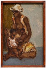 Carlo Jean-Jacques (1943-1990)  - 20th Century Oil, A Mother's Love