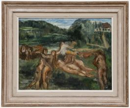 Georges Eugene Delhomme (1904-1989) - 1928 Oil, Figures in a Landscape