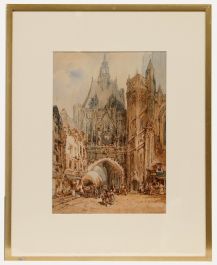 Paul Marny - Framed 19th Century Watercolour, A View of Rouen Cathedral