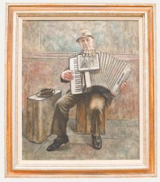 Peter J. Maver  - Framed 20th Century Oil, London Busker