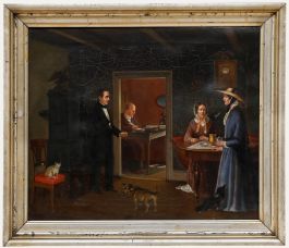 American School 19th Century Oil - The Proposal