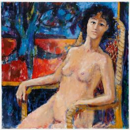 Pierre Neveu (b.1929) - 20th Century Oil, Nude in Armchair II