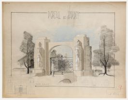 Pierre Neveu (b.1929) - 1949 Gouache, Garden Gate