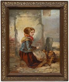 English School Late 19th Century Oil - The Young Fruit Seller