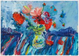 Annelise Firth (b.1961) - Contemporary Oil, Pink & Red Poppies