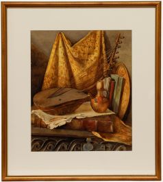 Frank J. Bowhill - Early 20th Century Watercolour, Still Life with Lute