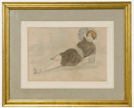 Imre Goth (1893-1982) - Framed 1928 Graphite Drawing, Lady Reclining