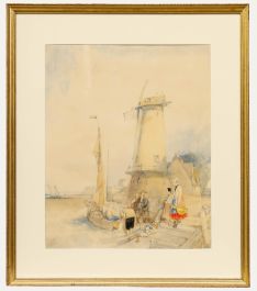 Alfred Gomersal Vickers - Early 19th Century Watercolour, Dutch Fisherfolk