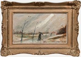 Charles Cuzin (1907-1975) - Mid 20th Century Oil, Battling the Snow