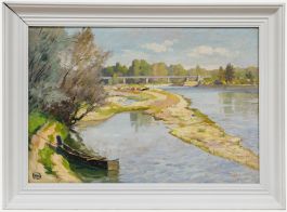 Mid 20th Century Oil - View of the Loire