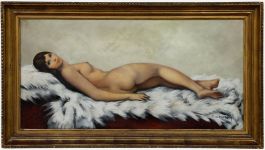 Josef Dobrowsky (1889-1964)  - Framed Mid 20th Century Oil, Nu Allounge