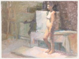 Pauline Plummer (b.1933) - 20th Century Oil, Standing Nude