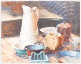 Pauline Plummer (b.1933) - 1996 Oil, Kitchen Ceramics