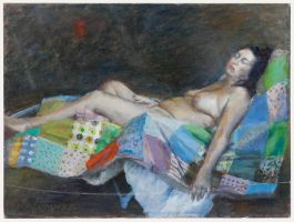 Pauline Plummer (b.1933) - 20th Century Oil, The Patchwork Quilt