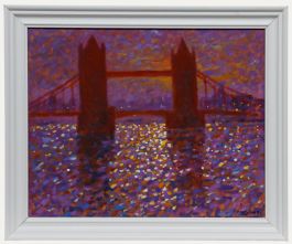 Paul Stephens (b.1957) - 20th Century Oil, Misty Day at Tower Bridge