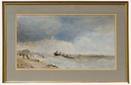 Edward Tucker (1830-1909) - Watercolour, Scarborough Castle from Cornelian Bay