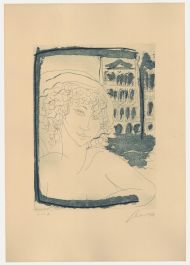 Nicola Sene (b.1939) - 20th Century Lithograph, Woman in Blue
