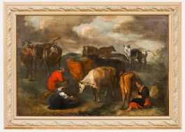 Manner of Karel Dujardin (1626-1678) - 19th Century Oil, Milkmaids and Cattle