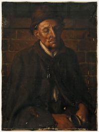 Late 19th Century Oil For Restoration - Portrait of a Weary Beggar