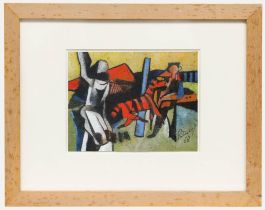 Dirkjan Ribbeling (1932-2013) - Framed 1968 Gouache, Zebra
