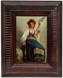 Italian School Late 19th Century Oil - La Fileuse