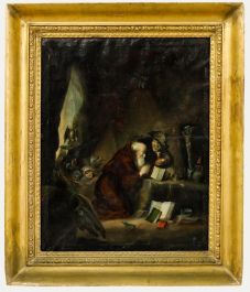 Framed 19th Century Oil - The Temptation of St Anthony