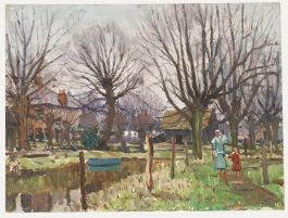 Derek Arthur Ede (1922-1983) - Mid 20th Century Oil, A Walk Along the Canal
