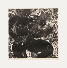Tsugumi Ota (b.1951) - 1985 Linoprint, The Violinist