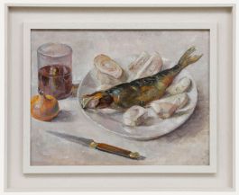Framed Contemporary Oil - Still Life of Cooked Fish
