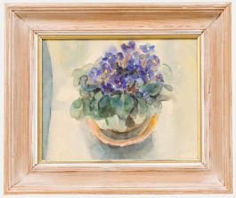 Isobel Burgess - Framed Contemporary Watercolour, African Violets