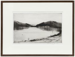 Nathaniel Sparks RE (1880-1956) - 20th Century Etching, Fishing on the Lake