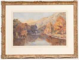 Willie Stephenson (1857-1938) - Watercolour, Heron in an Autumn Landscape